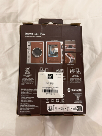Manama, Electronics, BHD 75,  Fujifilm Instax Mini Evo Hybrid Instant Camera (BROWN) With Free Instax Film Mini 10 Sheet
