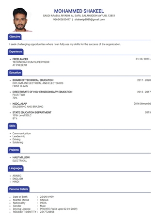 Riyadh, Job Seekers, ELECTRICAL AND PLUMBING ENGINEER