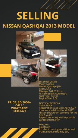 Zinj, Vehicles, Cars & Trucks , BHD 2600,  Nissan Qashqai,  2013,  Automatic,  144513 KM,   J10  Model