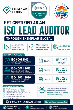 Riyadh, Training, QA/QC & ISO 9001 Lead Auditor Training Online