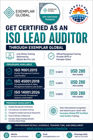Riyadh, Training, ISO 9001 | ISO 14001 | ISO 45001 Lead Auditor Training