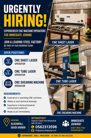 Hara, Jobs, CNC Machine Operators Steel Factory