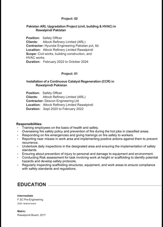 Turaif, Job Seekers, Safety Officer