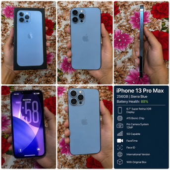 Thuqbah, Mobile Phones, SAR 2200,  IPhone 13 Pro Max 256GB Sierra Blue FaceTime 5G With Box