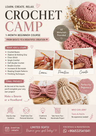 Jeddah, Lessons Offered, Crochet Camp For Beginners