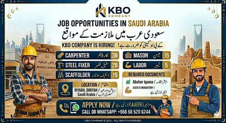 Ad Diriyah, Jobs, KBO Are Urgently Hiring Construction Workers For A Long-term Project In Diriyah, Riyadh.