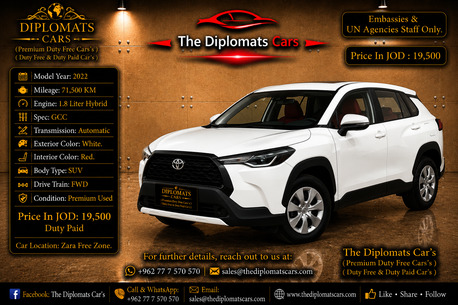Amman, Vehicles, Cars & Trucks , JOD 19500,  Toyota Corolla Cross,  2022,  Automatic,  71500 KM,  Duty Paid