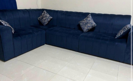 Dammam, Furniture, SAR 350,  Clean Blue L-Shaped Sofa For Sale &ndash; Good Condition (Dammam)