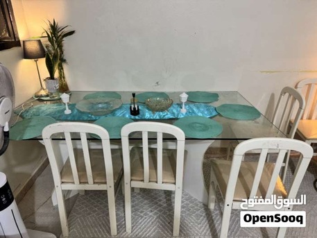 Bani Malik, Furniture, SAR 500,  Glass Top Dinning Table With Eight Chairs