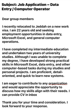 Riyadh, Job Seekers, Looking For Data Entry Or Computer Operating Job