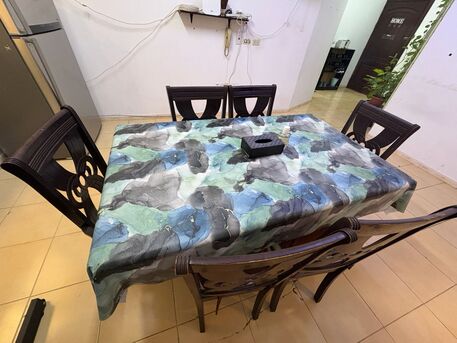Al Rehab, Furniture, SAR 200,  Dining Table With Six Chairs In Good Condition