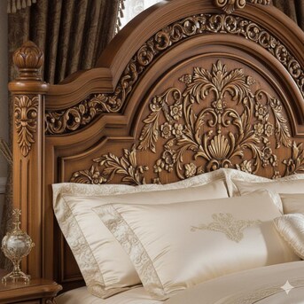 Mumbai, Furniture, INR 350000,  Laurel Classic Luxury Vintage Carved Wood Bed &mdash; Royalzig