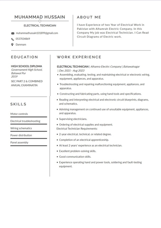 Riyadh, Job Seekers, Electric Technician