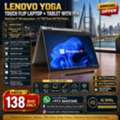 BHD 138,  LENOVO YOGA Core I7 8th Gen Touch 360* Flip Laptop + Tablet With Pen 14