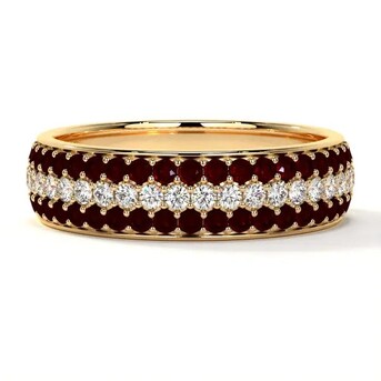 New York, Jewelry, USD 3901,  Ruby Wedding Band With Half Eternity Diamond And Ruby Style