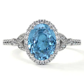 New York, Jewelry, USD 1601,  Luxury Swiss Topaz Custom Engagement Rings Halo Design