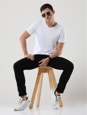 Bangalore, Wholesale Products, Basics Men Regular Fit V- Neck T-Shirt | 100% Cotton