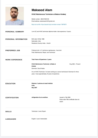 Riyadh, Job Seekers, A/C Technician