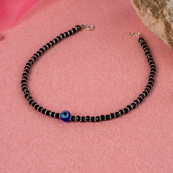 Mumbai, Jewelry, INR 699,  Evil Eye Black Beads Anklet