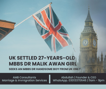 Rawalpindi, Seeking Groom, 40,  UK Settled MBBS Dr Malik Awan Girl