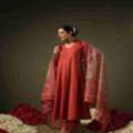 INR 1902,  Buy Women's Pink Cotton Kurta Set With Printed Chanderi Dupatta Online