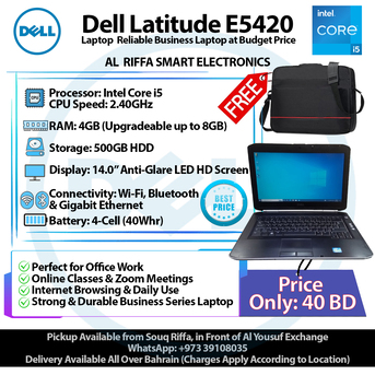Riffa, Computers, BHD 40,  Dell Latitude E5420 Laptop &ndash; Reliable Business Laptop At Budget Price 20BD