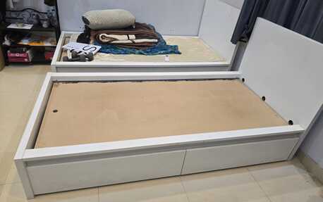 Ghirnatah, Furniture, SAR 0300,  IKEA Single Bed (with 2 Storage Drawers) & Cabinet, White