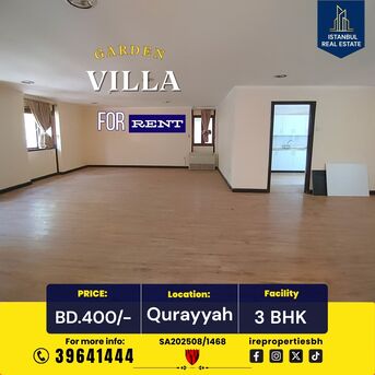 Budaiya, Villas, BHD 400,  280 Sq. Meter,  Beautiful Garden Villa For Rent In &ndash; Al Qurayya  Bd.400/-