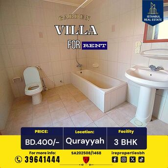 Budaiya, Villas, BHD 400,  280 Sq. Meter,  Beautiful Garden Villa For Rent In &ndash; Al Qurayya  Bd.400/-