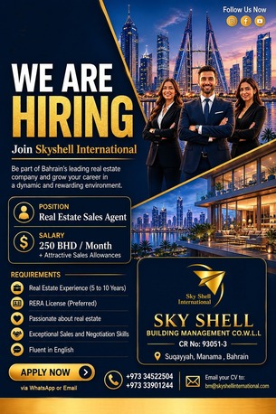 Manama, Jobs, Real Estate Sales Agents