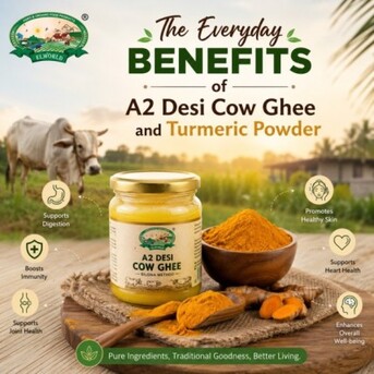 Noida, Food, INR 1170,  The Everyday Benefits Of A2 Desi Cow Ghee And Turmeric Powder