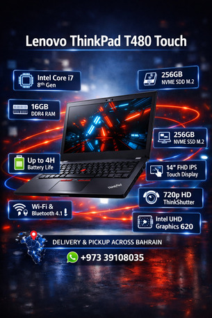 Riffa, Computers, BHD 118,  Lenovo ThinkPad T480 Touch &ndash; Business Class Performance