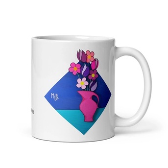 New York, Household Items, Duct Tape Flowers Art White Glossy Mug