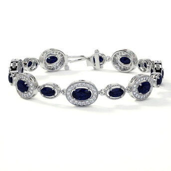 New York, Jewelry, USD 6071,  14K White Gold Blue Sapphire Round Diamond Bracelets For Women