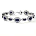 USD 6071,  14K White Gold Blue Sapphire Round Diamond Bracelets For Women