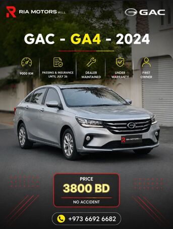 Tubli, Vehicles, Cars & Trucks , BHD 3800,  GAC GA4,  2024,  Automatic,  9000 KM,  FOR SALE &ndash;