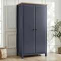 GBP 229,  Haven Blue Painted 2 Door Wardrobe With Shelves And Oak Top, W97.5 X D55.5 X H186cm