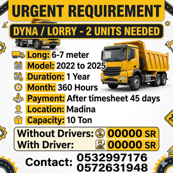 Dammam, Jobs, *DYNA / LORRY- 2 Unit Rental *