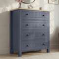 GBP 139,  Linra Blue Painted 4 Drawer Chest Of Drawers, Oak Veneer Top, W83 X D42 X H95cm