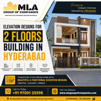 Hyderabad, Construction, Modern Elevation Designs For 2 Floors Building In Hyderabad