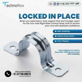 Dublin, Electrical & Plumbing, Technoflex Two Hole Rigid Steel Conduit Strap | Heavy Duty Electrical Pipe Support ⚡