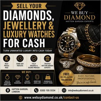 London, Items Wanted, Sell Your Diamonds, Jewellery & Luxury Watches For Cash
