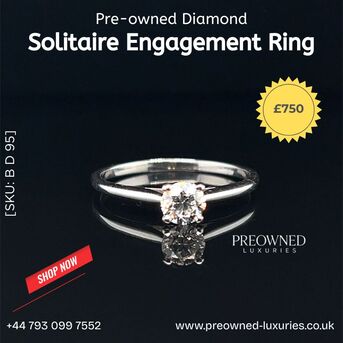 London, Jewelry, GBP 850,  Buy Elegant Solitaire Diamond Ring Pre-Owned Best Value UK