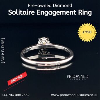 London, Jewelry, GBP 850,  Buy Elegant Solitaire Diamond Ring Pre-Owned Best Value UK