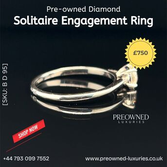 London, Jewelry, GBP 850,  Buy Elegant Solitaire Diamond Ring Pre-Owned Best Value UK