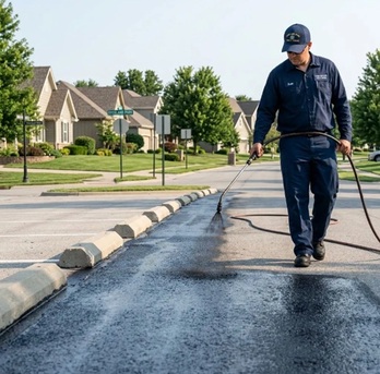 New York, Construction, Parking Lot Striping Of Overland Park