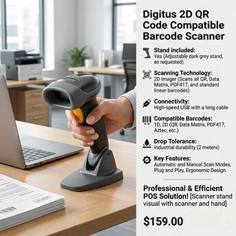 Auckland, Computers, NZD 159,  Digitus 2D QR Barcode Scanner USB With Stand For Retail