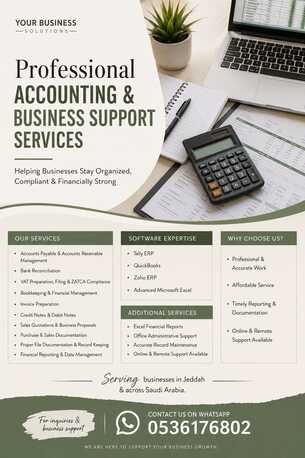 Jeddah, Job Seekers, Offering Accounting Business Support Services
