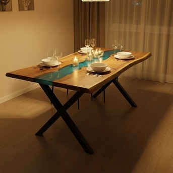 Mumbai, Furniture, INR 28499,  Custom Minimal Epoxy Dining Table For Stylish Modern Interiors