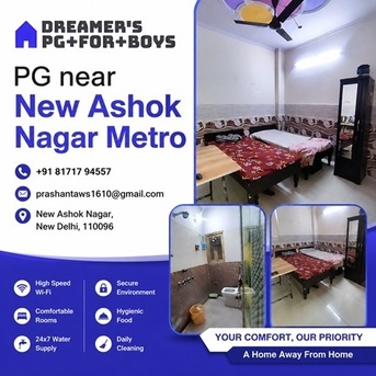 New Delhi, Real Estate, Best Boys PG Near New Ashok Nagar Metro With Affordable Rent